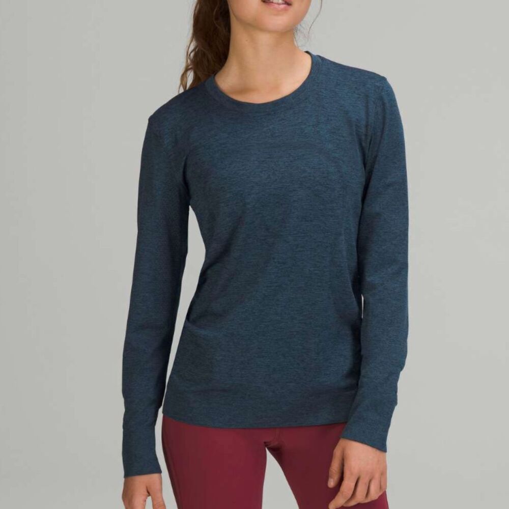 Women Lululemon Swiftly Relaxed Long Sleeve Shirt Iron Blue Size 10 Running